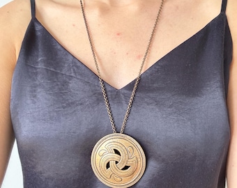 Collar de broche colgante SIGMUND ESPELAND de bronce, Vintage "SE Snorre Bronse", Noruega