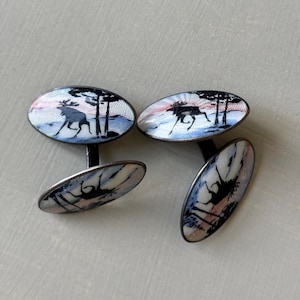 Vintage David Andersen Norway Sterling Silver Cufflinks - Animal Design, Scandinavian Modernist Jewelry