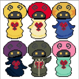 Kingdom Hearts Mushroom Heartless PDF Cross Stitch Pattern, Kingdom Hearts, Heartless, Mushrooms, PDF, Cross Stitch Pattern