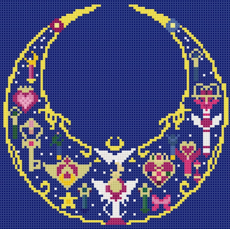 Sailor Moon 8 Bit Sailor Moon Crescent Pdf Cross Stitch Pattern Crescent Art Collectibles Fiber Arts Efp Osteology Org