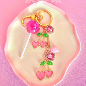 Cherries Keychain, Cherry keychain, keychain, keychains, handmade keychain.
