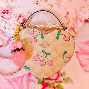 Sweets coquette strawberry bag charm. Keychain.