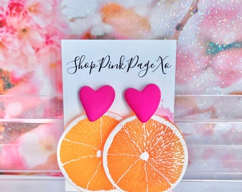 Orange earrings, fruit earrings, summer earrings, festival earrings.