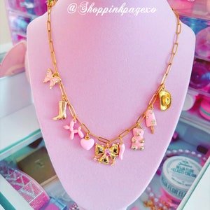 Pink summer charms necklace.