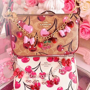 Cherry purse charms, purse chains.