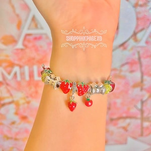 Strawberry fruit charm bracelet, Charm bracelet.