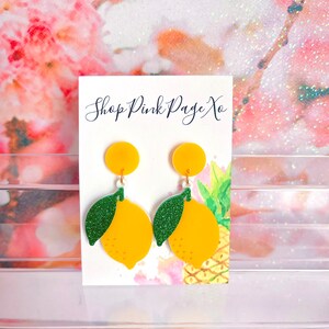 Lemon earrings, fruit earrings, festival earrings, summer earrings.