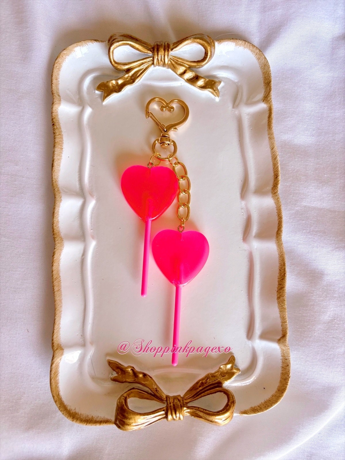 Hot pink heart lollipops bagcharm