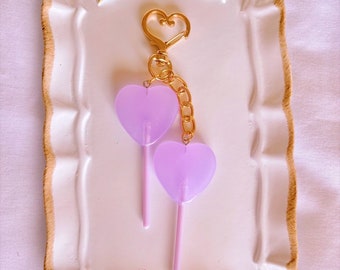 Lilac heart lollipops bagcharm