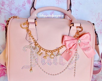 Coquette letters & pearls purse chain.