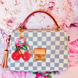 Sweets cherries & strawberry bag charm. Keychain.
