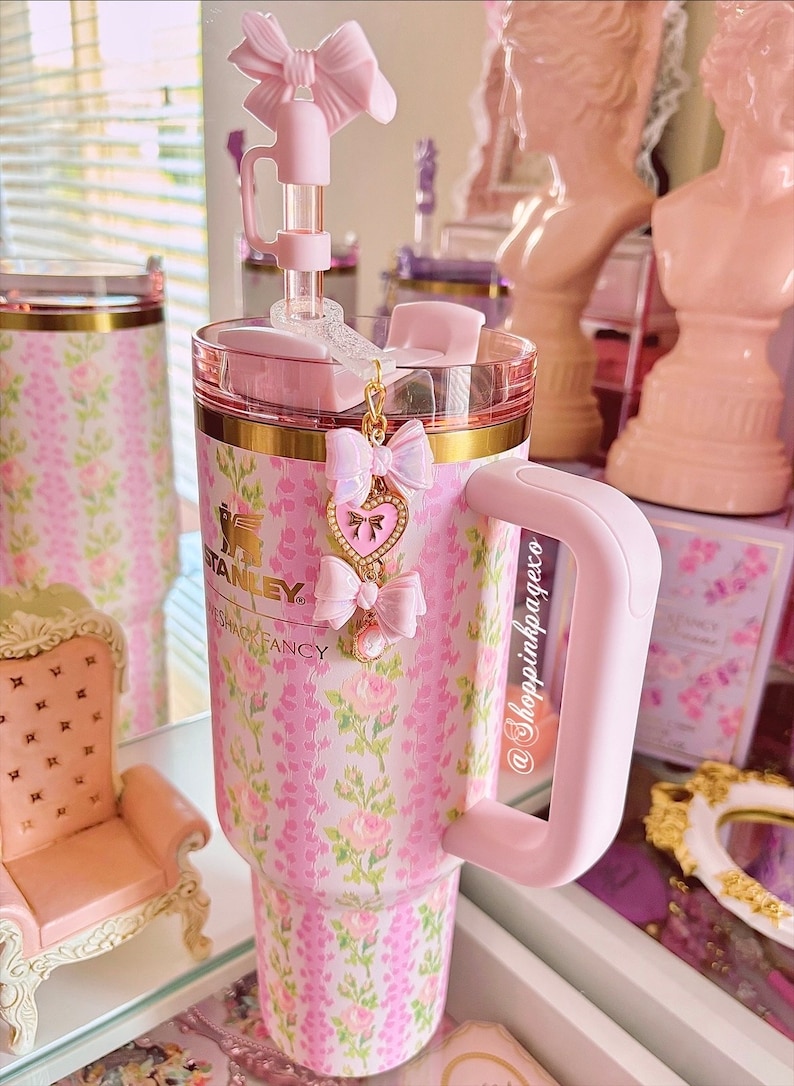 Coquette Bows Thermal Tumbler Mug (Black/Pink) main image 0