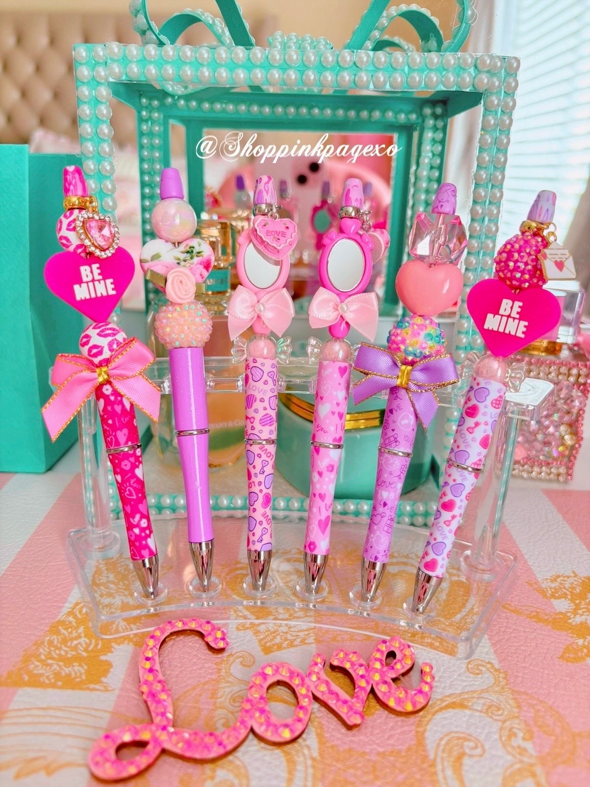 Beaded pens/ Valentines pens