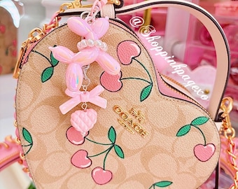 Balloon Dog & pearls bag charm, bag charm, purse charm.