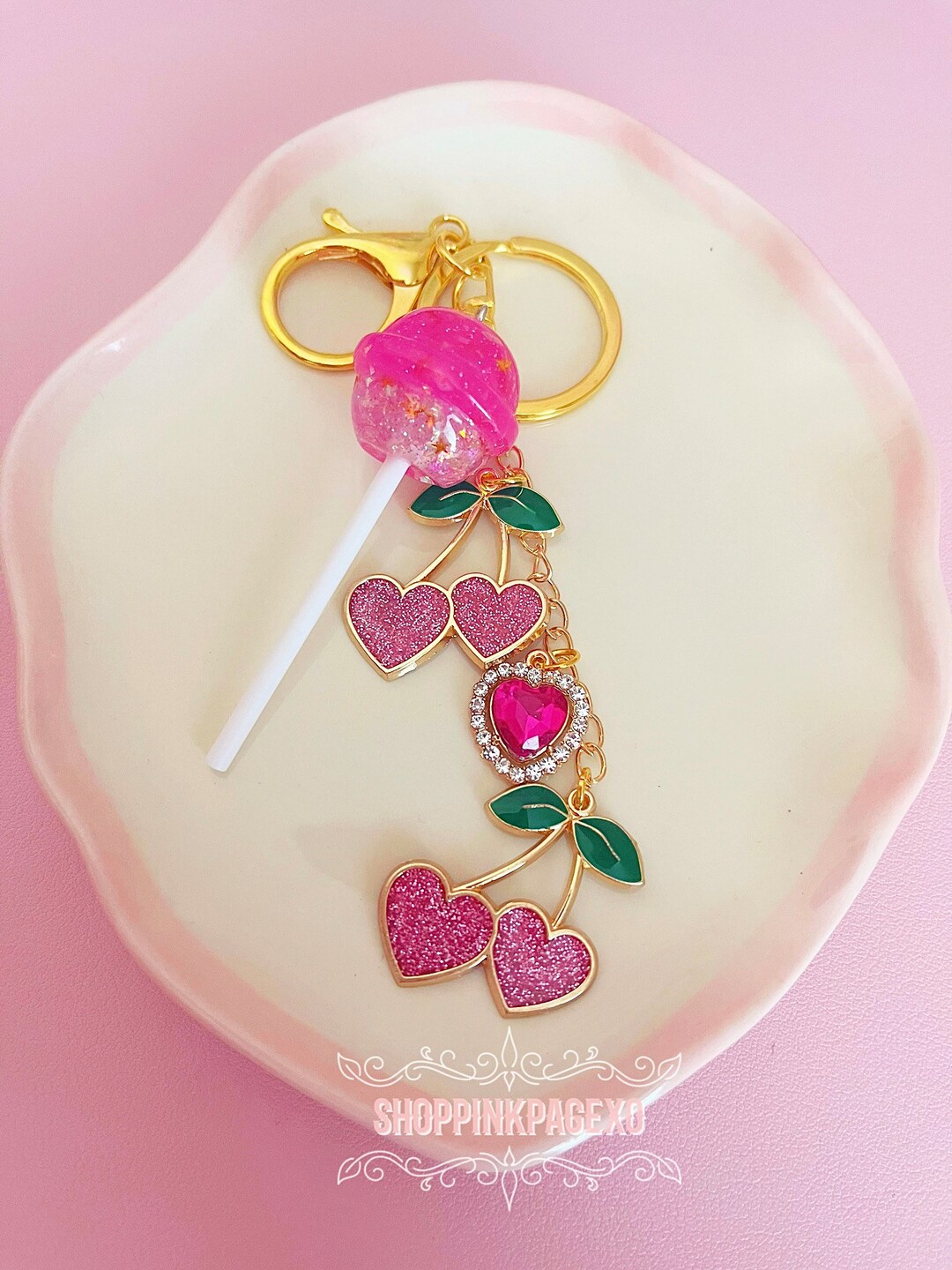 Lollipop Cherries Keychain - Etsy