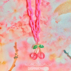 Pink cherries necklace