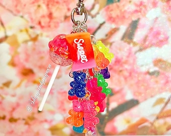 Gummy bear candy Keychain, lollipop keychain, keychain, keychains, handmade keychain.