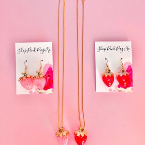 STRAWBERRY earrings & matching necklace.