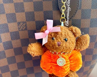 Pumpkin spice DOLLY bear bag charm, keychain.