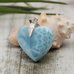 AAA Larimar Heart, Beautiful Heart Pendant, 925 silver, Turtleback Larimar Pendant, Larimar Jewelry, Gift for Her, Mother&#39;s Day