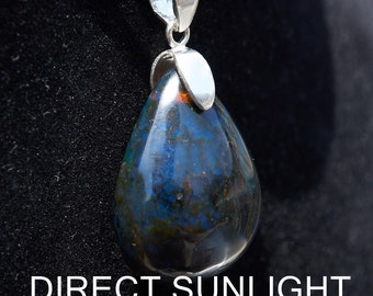 Blue Amber Pendant , Dominica blue amber handmade jewelry