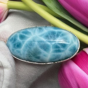 Larimar Teardrop Pendant: Handmade 925 Sterling Silver, Blue Gemstone