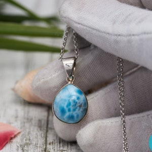 Larimar, small teardrop Larimar Cabochon pendant , Larimar pendant , Larimar heart , Mothers Day Gift in Law Gift Larimar