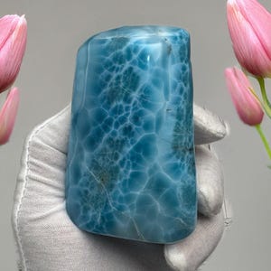 Museum-Grade Larimar Specimen 367g | Dominican Larimar Blue | Hand-Polished Stone | Authentic Proof of Origin | Rare Dominican Gemstone