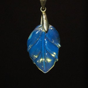 Blue Amber  Dominican Amber Leaf Pendant Blue Amber Pendant image 1