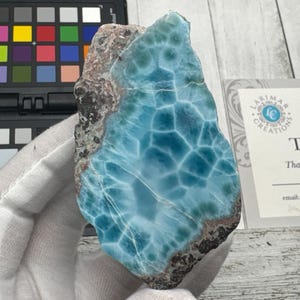 Large Dominican Larimar Freeform Crystal 214g | Rare Blue Gemstone Specimen | Natural Healing Stone | Caribbean Larimar Display Piece