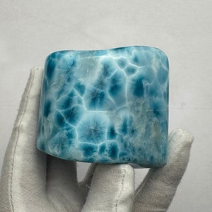 AAA Super Blue Larimar Cabochon – 364g Mirror Polished | Dominican Atlantis Gemstone | Collector Piece | Healing Crystal
