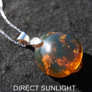 Dominican Blue Amber Pendant: Authentic Healing Crystal Cabochon