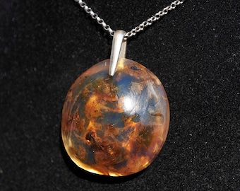 Blue Amber Pendant round Shape , Dominican blue amber raw natural untreated Pendant, Authentic Dominican Natural Amber, Mother&#39;s day gift