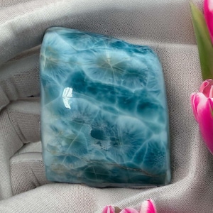 AAA polierter Larimar Cabochon - 208,5g Großer Blauer Atlantis Stein, hochwertiger Edelstein für die Schmuckherstellung oder Kristallsammler