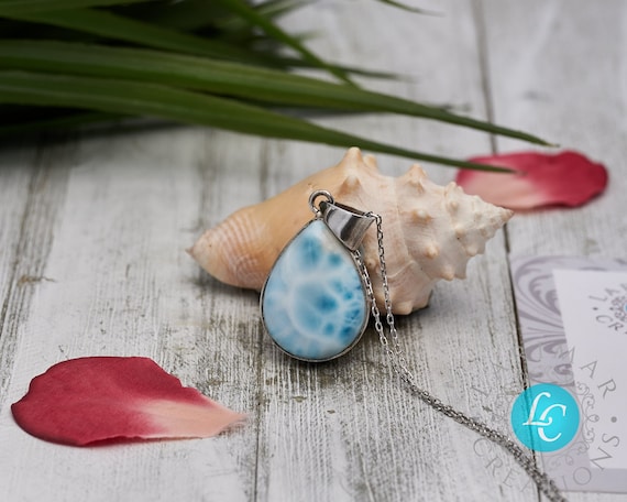 Larimar Pendant Teardrop Shape Handmade Turtle 925 Sterling Silver Teardrop Pendant Larimar Necklace Blue Larimar Pendant Larimar Etsy