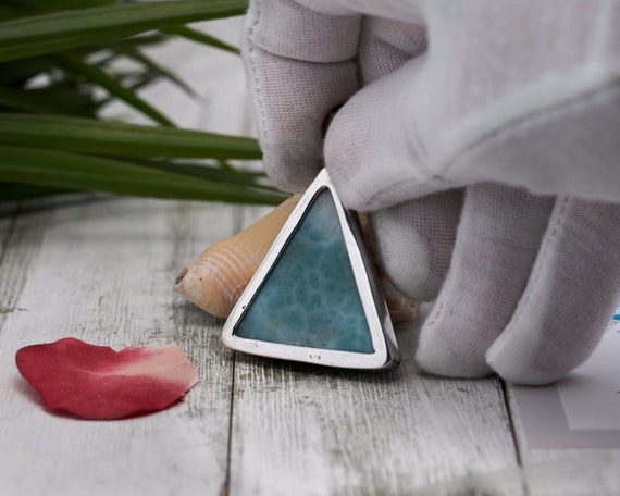 23.4 g ラリマー トライアングル ペンダント 高品質ラリマー 925