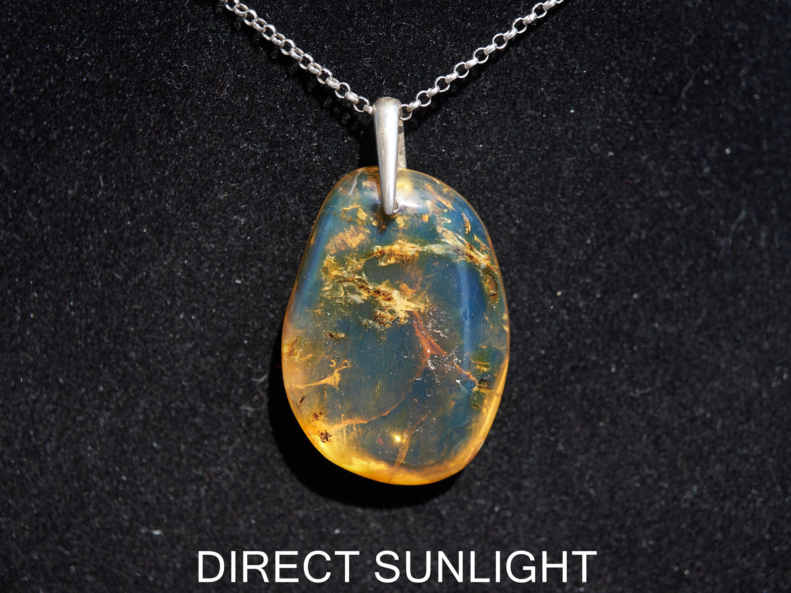 Blue Amber pendant, Dominican Blue amber cabochon polished teardrop shape 925 Sterling Silver Pendant, gift for her, christmas gift