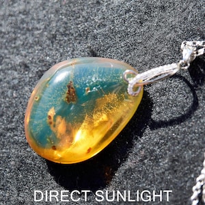 Blue Amber Pendant, Dominican Blue amber cabochon polished, blue amber jewelry dominica, gift for her, perfect Mother&#39;s day gift