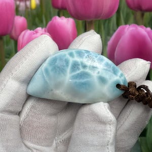 Natural Larimar palm stone Heart shape Cabochon all sides polished Larimar turtleback, larimar high quality  AAA cabochon
