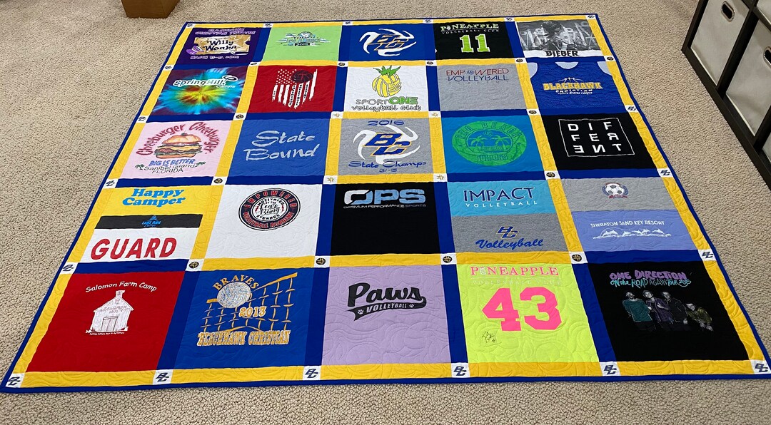 T Shirt Quilt 956 Shirts Made With Your Keepsake T Shirts Etsy UK