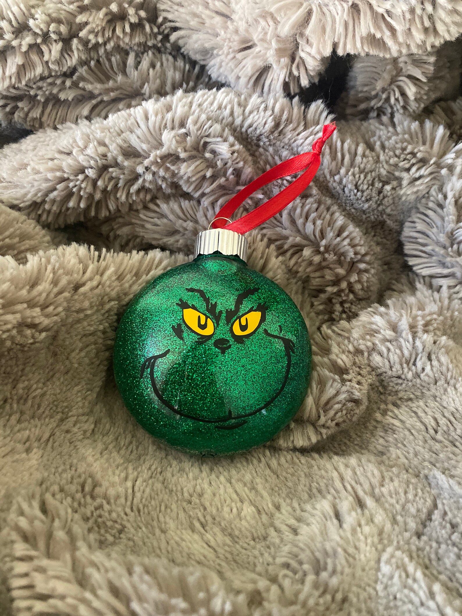 Grinch glitter ornament Glitter ornaments Glitter Christmas Etsy