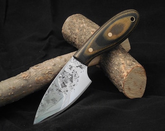 Hand Forged Hunting Knife with Hand Sewn Leather Sheath