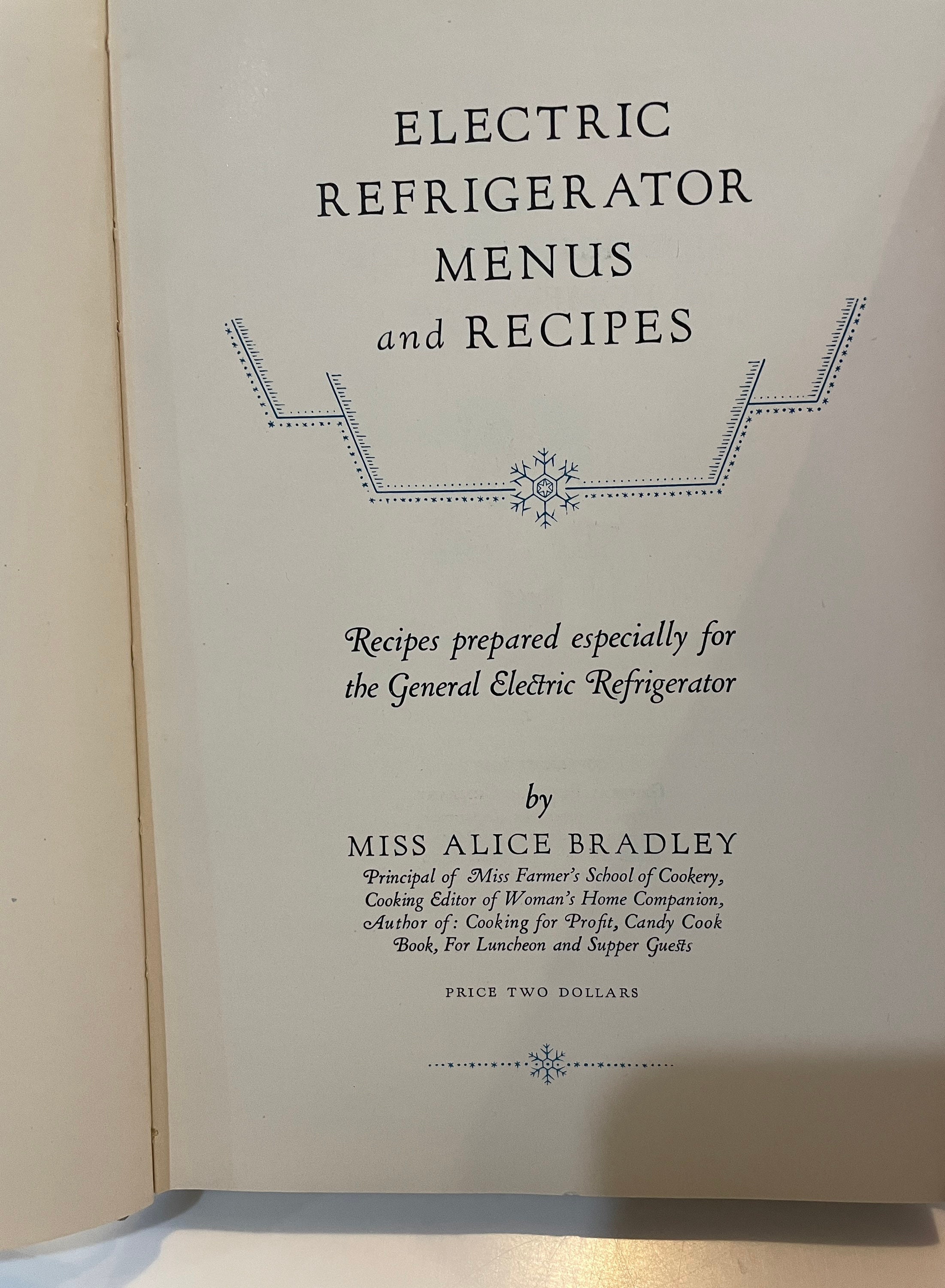 Electric Refrigerator Recipes and Menus Specially Prepared for Etsy