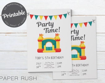 12 x Personalised Boy Girl Bouncy Castle Kids Birthday Party InvitationsH0124 12 x Personalised Boy Girl Bouncy Castle Kids Birthday Party InvitationsH0124
