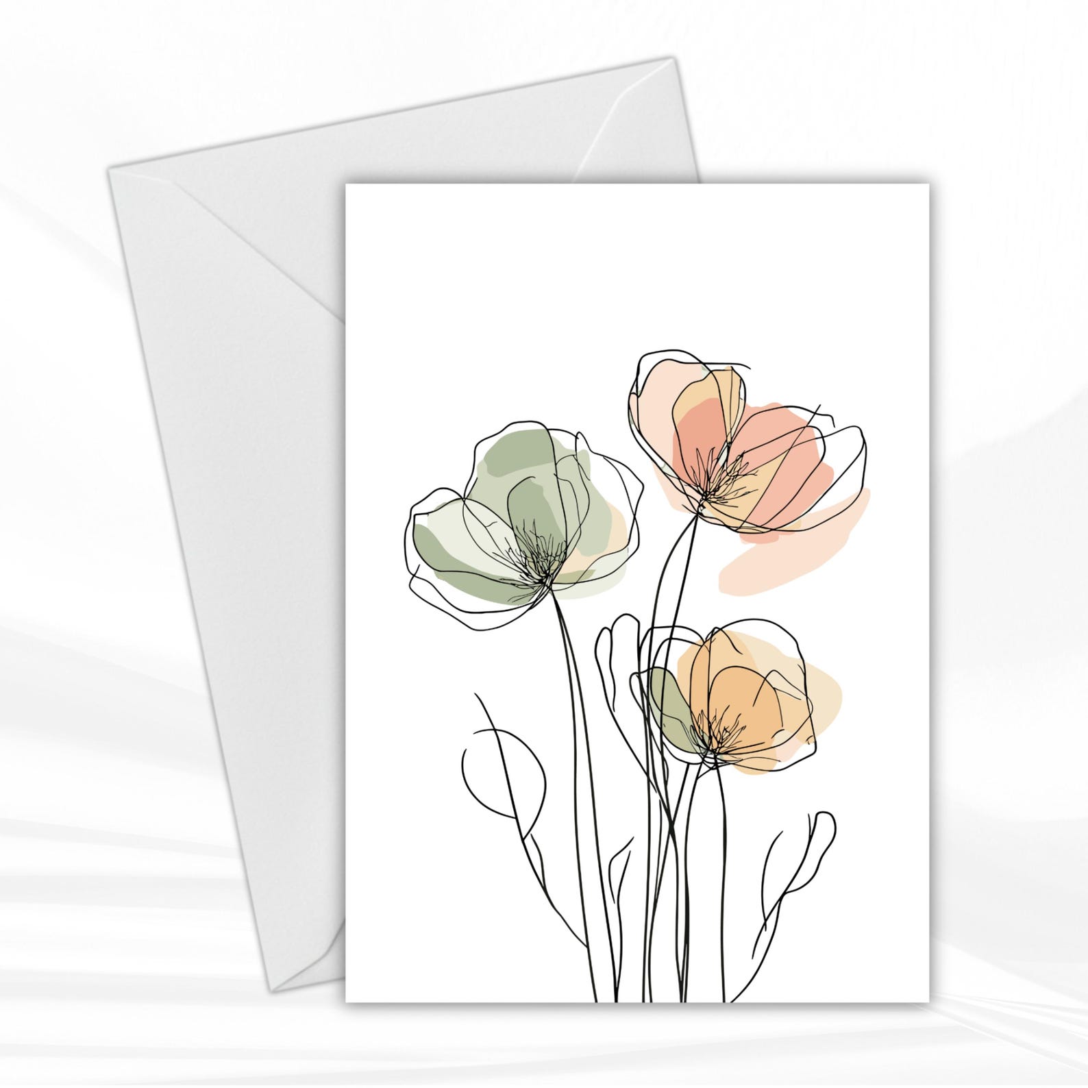 Sage Green Floral Greeting Cards Set of 6 – Volume 2 | Minimal ...