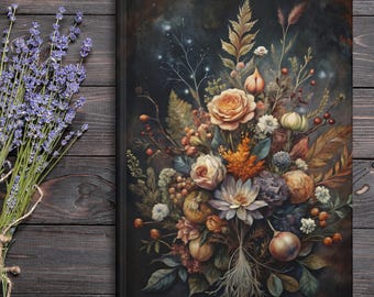 Witchy Floral Hardcover Journal I Gothic Botanical Personalized Diary