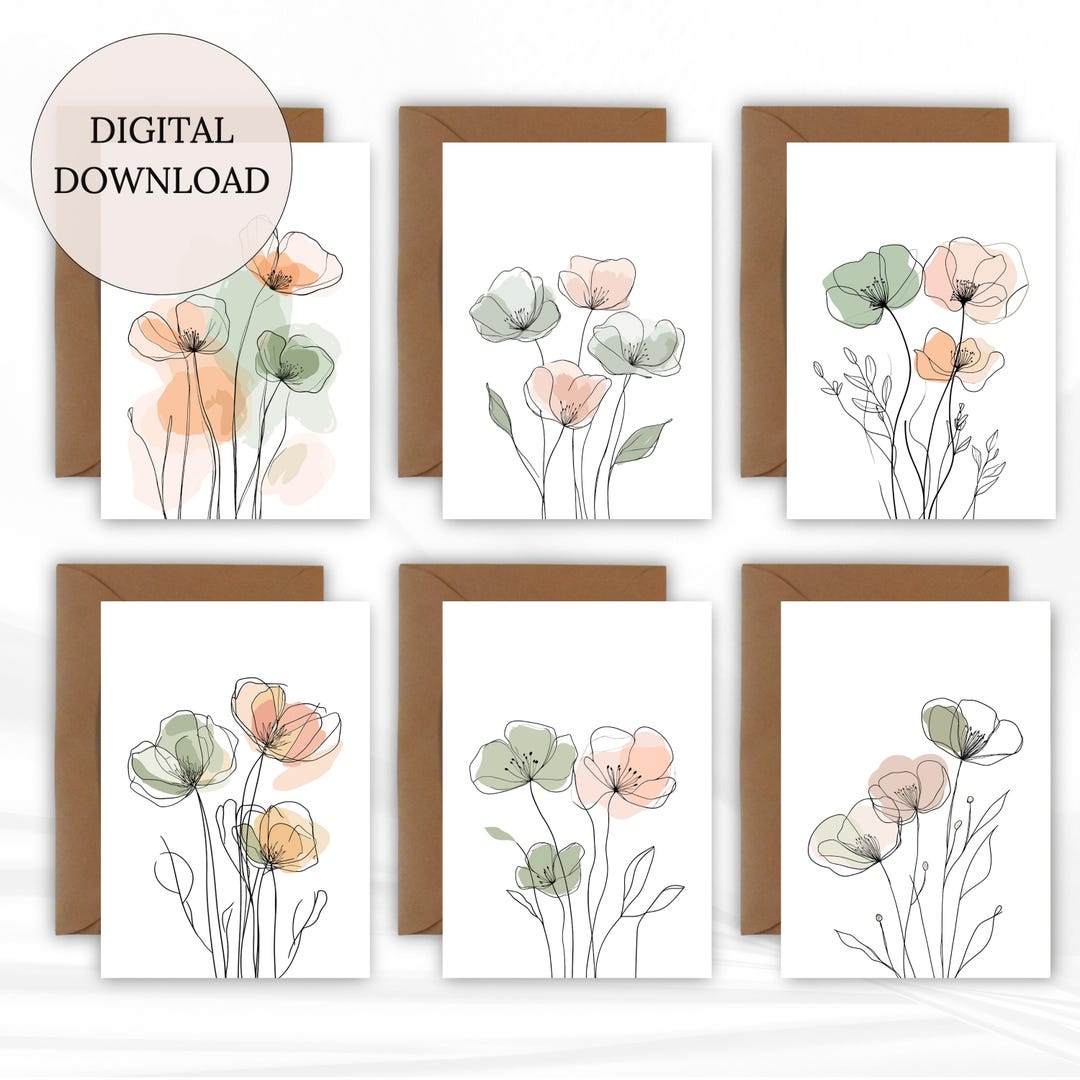 Printable Sage Green Botanical Cards Set – Volume 2 | Minimal Floral ...