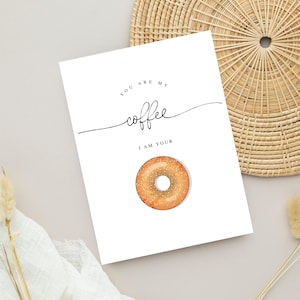 Coffee Meets Bagel, grappige verjaardagskaart, voor hem, je bent mijn alles, grappige liefdeskaart, koffie wenskaart, grappige kaarten voor vriend