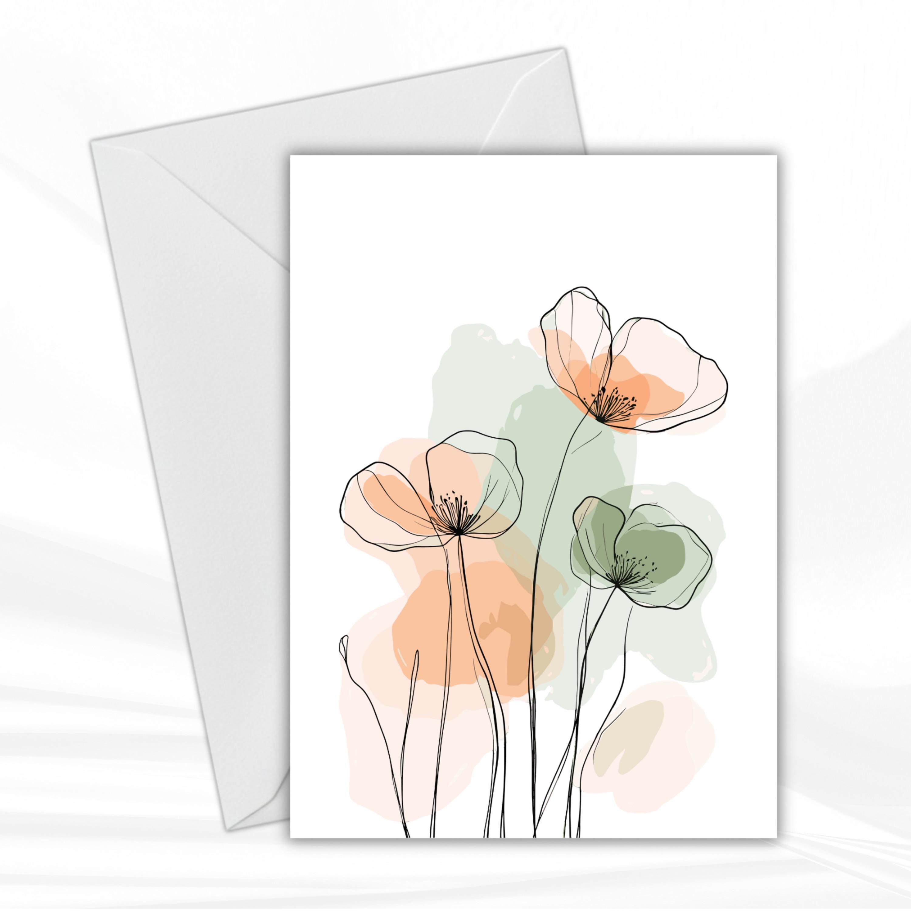 Sage Green Floral Greeting Cards Set of 6 – Volume 2 | Minimal ...