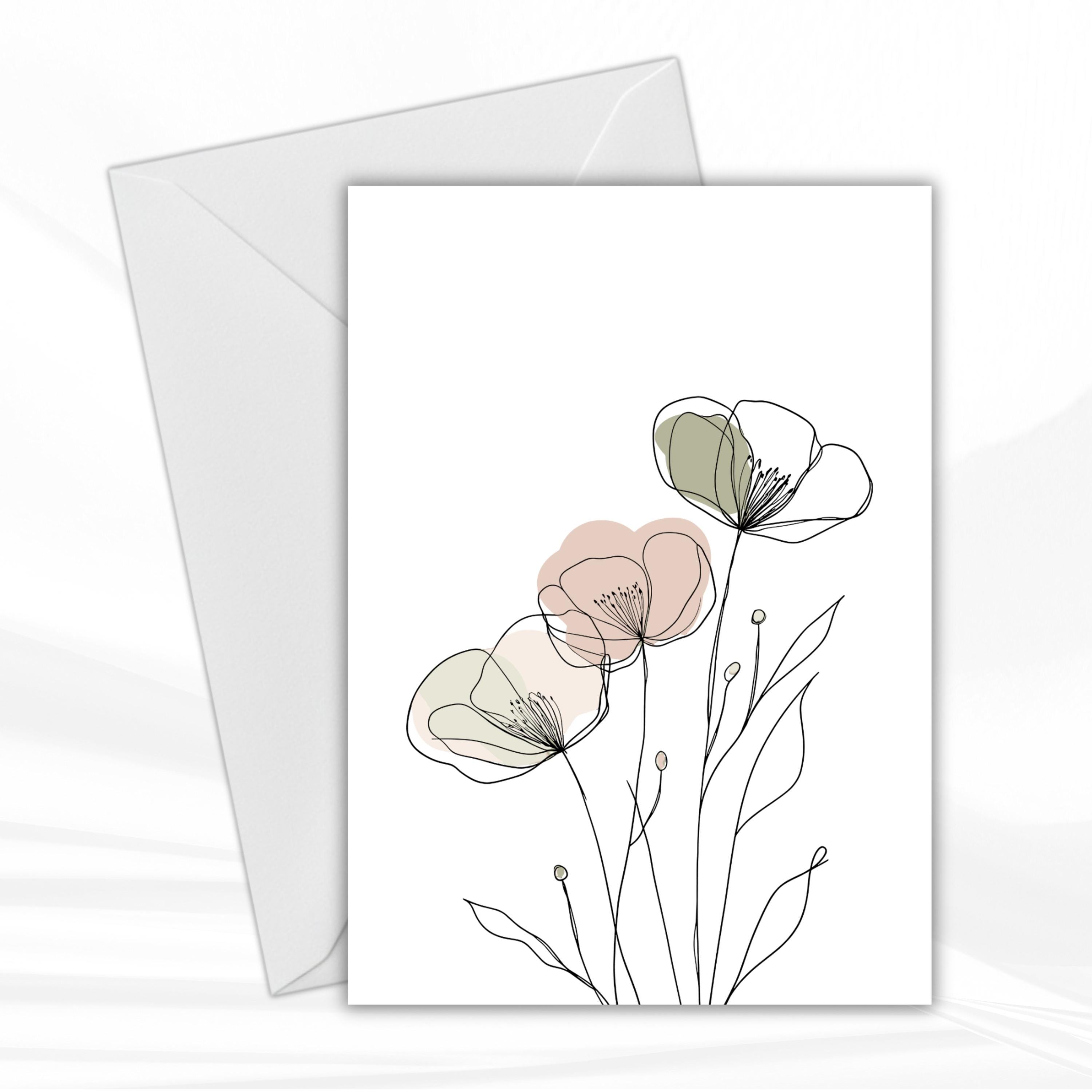 Sage Green Floral Greeting Cards Set of 6 – Volume 2 | Minimal ...